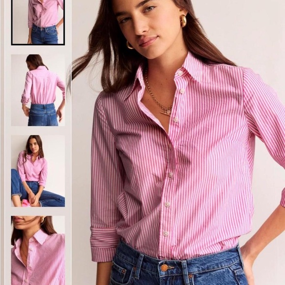 Boden Tops - Boden Preppy Light Pink Striped 100% Cotton Button Down Shirt Size 12R